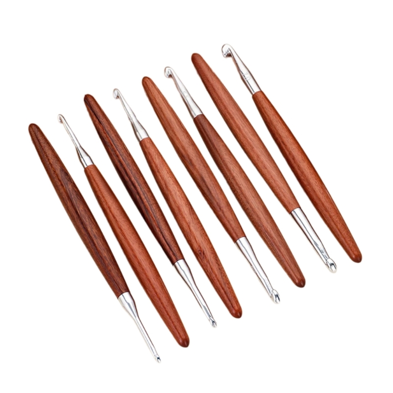 Wooden Crochet Hooks Ergonomic Handle - F68E 8 Pezzi Uncinetto con Manico