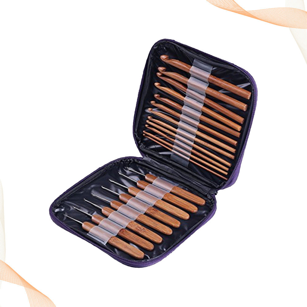 Wooden Crochet Hooks Ergonomic Handle - 1 set di ferri da uncinetto