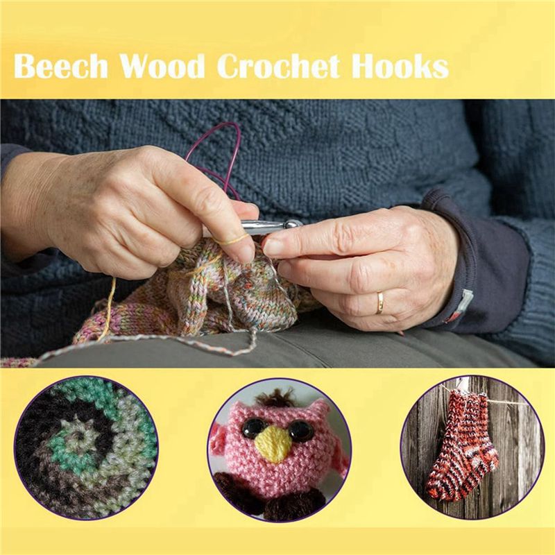ABJI-Set di 40 Uncinetti in Le - Wooden Crochet Hooks Ergonomic Handle recensione e prezzo